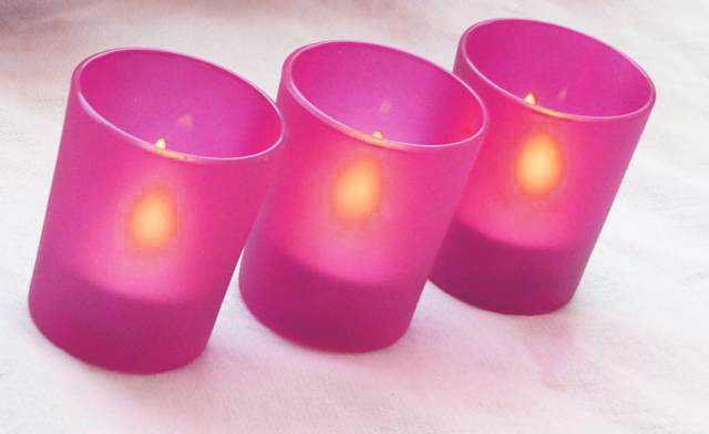 Pink Frosted Shot Glass Tea Light Candle Holder - Small